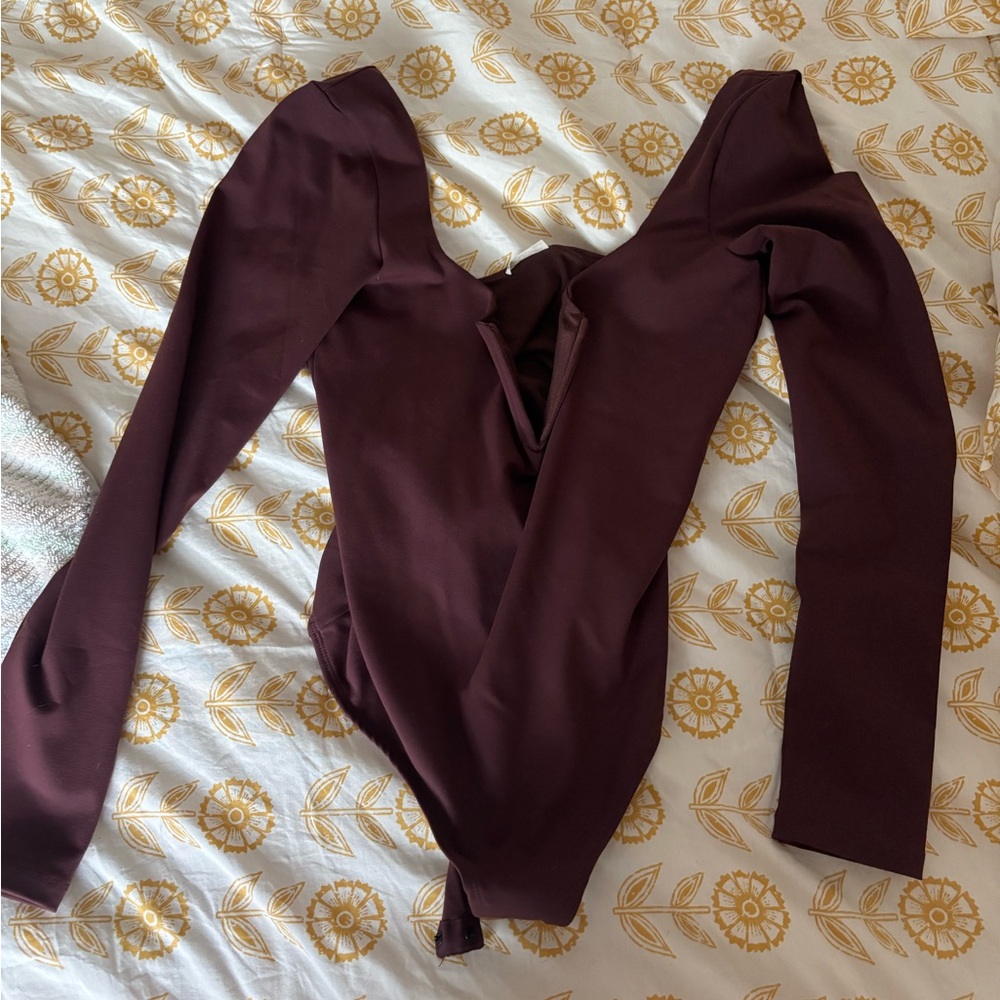 Intimately by Free people chocolate merlot long sleeve bodysuit